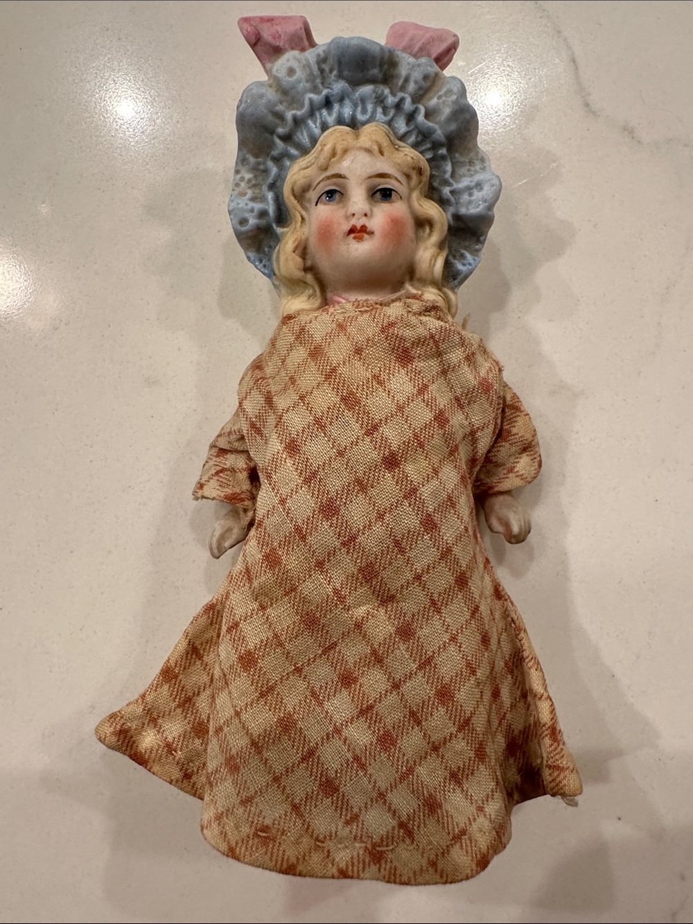 Antique German All-Bisque “Bonnet Head” Doll